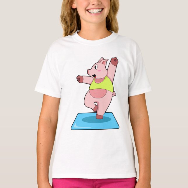Schweine in der Yoga-Fitness T-Shirt (Vorderseite)
