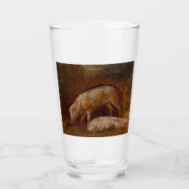 Schweine in einem Stall (Tierart) Glas