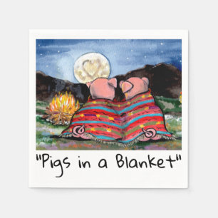 Schweine in einer Blanket Romantische Mondsterne K Serviette