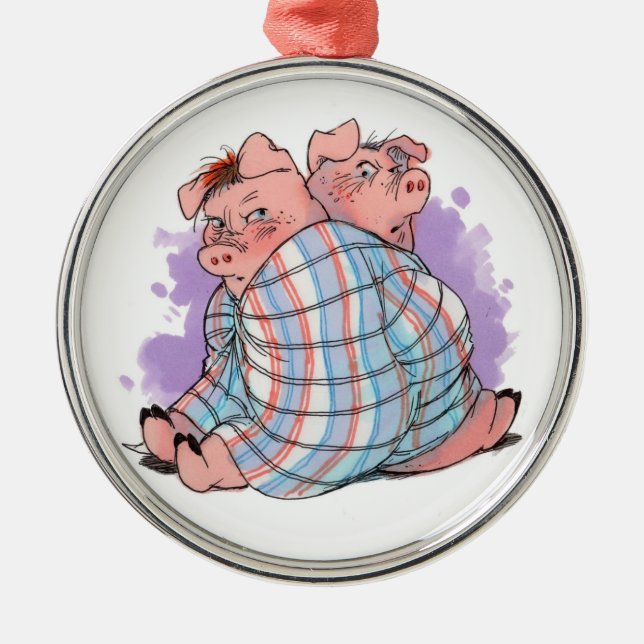 Schweine in einer umfassenden Verzierung Ornament Aus Metall (Vorne)