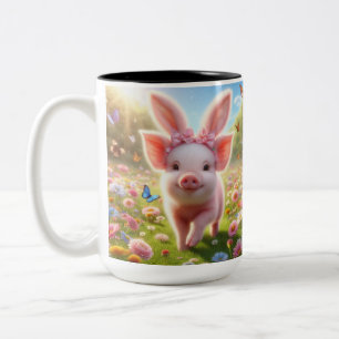 Schweine in sonnigen Ohren Zweifarbige Tasse