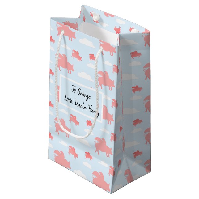 Schweine Kleine Geschenktüte (Vorderseite Schrägansicht)