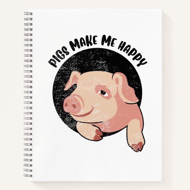 Schweine machen mich glücklich notizbuch (Vorderseite)