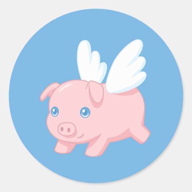 Schweine mit Flügeln auf blau Runder Aufkleber (Vorderseite)