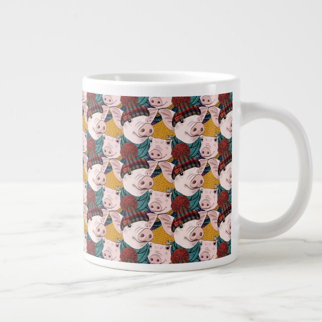 Schweine mit Hasenmuster Jumbo-Tasse (Rechts)