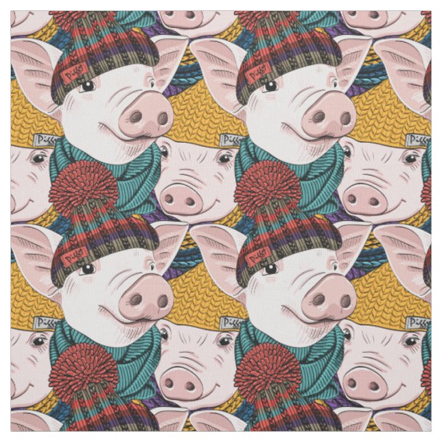 Schweine mit Hut-Muster Stoff (Muster)