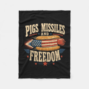 Schweine-Raketen und Freiheit 4. Juli patriotisch Fleecedecke