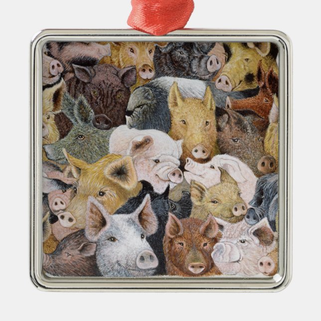 Schweine reichlich silbernes ornament (Vorne)