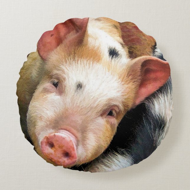 SCHWEINE RUNDES KISSEN (Vorderseite)
