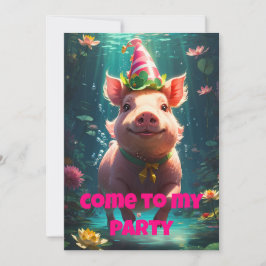 Schweine schwimmen in Party Hat Ankündigung