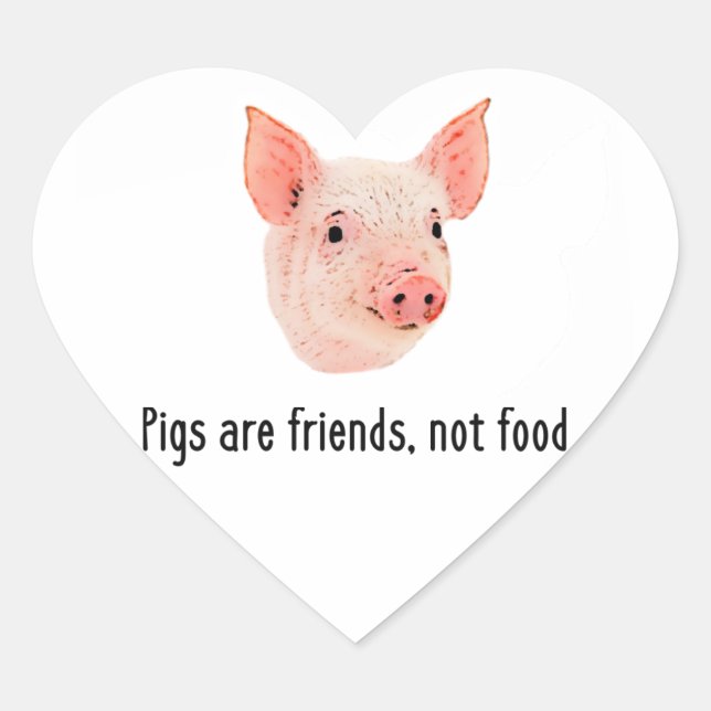 Schweine sind Freunde, nicht Lebensmitteldesign Herz-Aufkleber (Vorderseite)