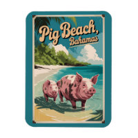 Schweine Strand Bahamas Reise Kunst Vintage