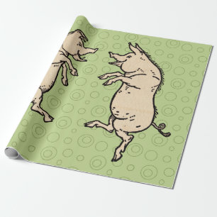 Schweine tanzen Antique Piggy Dance Jig Geschenkpapier