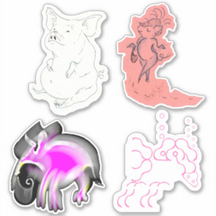 Schweine und besondere rosa Dinge Vinyl Stickers Aufkleber