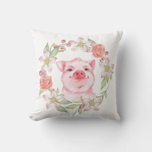 Schweine und Blume Kissen