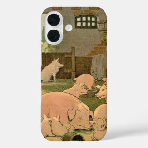 Schweine und Ferkel im Betrieb iPhone 16 Hülle