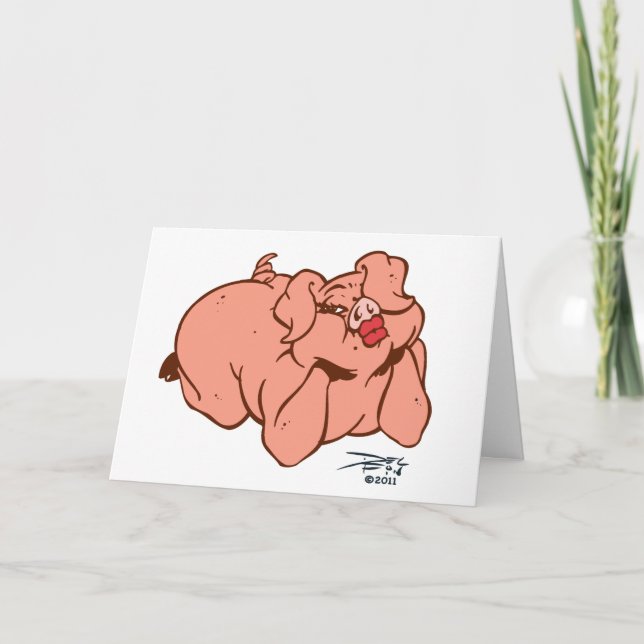 Schweine und Küsse Feiertagskarte (Vorderseite)