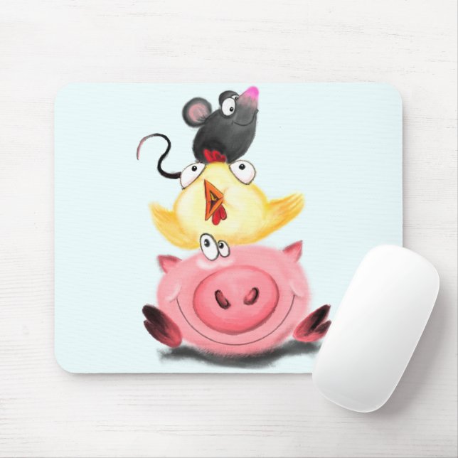 Schweine und Maus Freunde Maus Pad Spaß Mousepad (Mit Mouse)