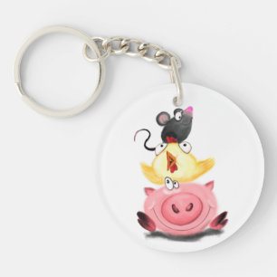 Schweine und Maus Spaß Schlüsselanhänger Geschenk