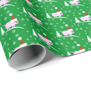 Schweine-Weihnachten-Schweinchen mit roter Nase Ge Geschenkpapier