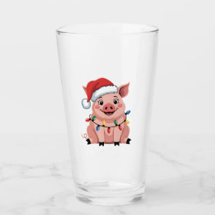 Schweine-Weihnachtsmann-Hut Xmas-Feiertag Schweinc Glas