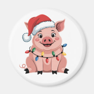 Schweine-Weihnachtsmann-Hut Xmas-Feiertag Schweinc Magnet