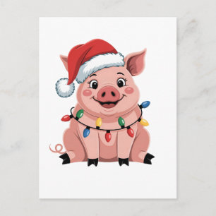 Schweine-Weihnachtsmann-Hut Xmas-Feiertag Xmas-Sch Feiertagspostkarte