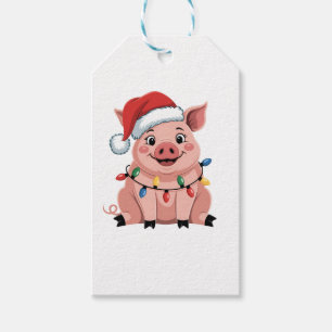 Schweine-Weihnachtsmann-Hut Xmas-Feiertag Xmas-Sch Geschenkanhänger