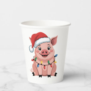 Schweine-Weihnachtsmann-Hut Xmas-Feiertag Xmas-Sch Pappbecher
