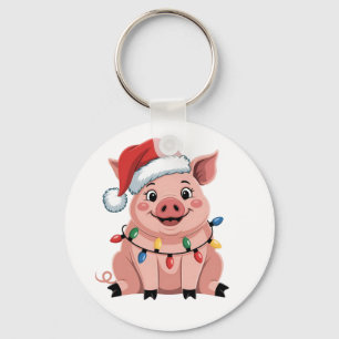Schweine-Weihnachtsmann-Hut Xmas-Feiertag Xmas-Sch Schlüsselanhänger