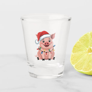 Schweine-Weihnachtsmann-Hut Xmas-Feiertag Xmas-Sch Schnapsglas