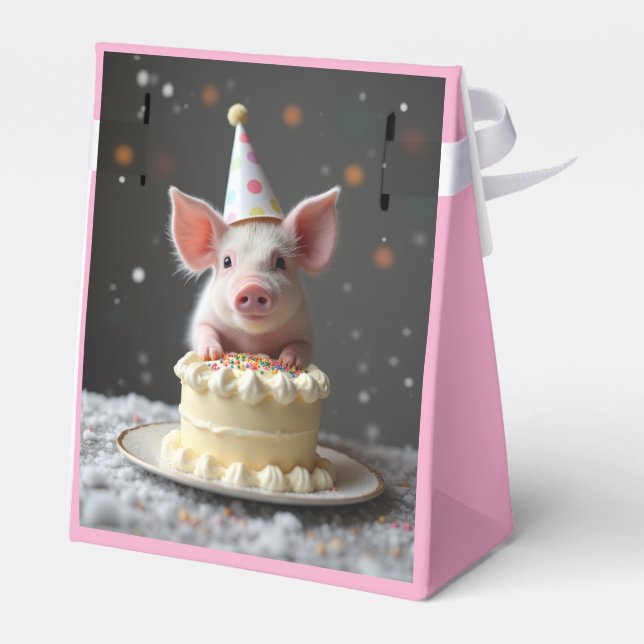 Schweine zum Geburtstag Geschenkschachtel (Rückseite)