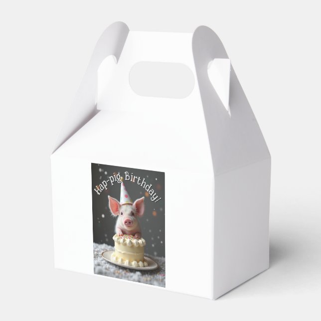 Schweine zum Geburtstag Geschenkschachtel (Vorderseite)
