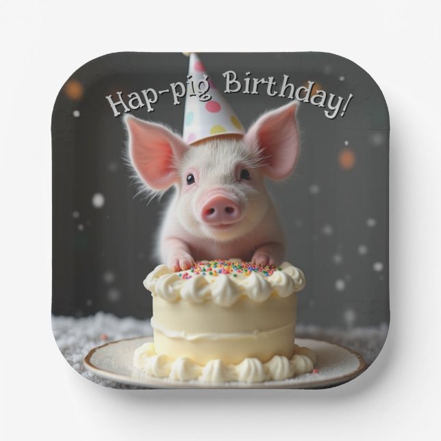 Schweine zum Geburtstag Pappteller (Vorderseite)