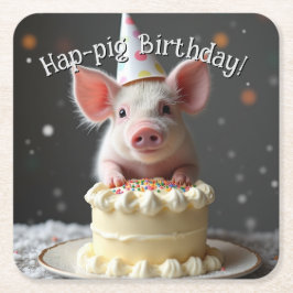 Schweine zum Geburtstag Rechteckiger Pappuntersetzer