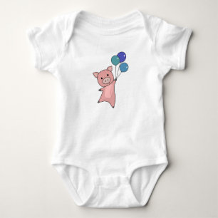 Schweineball Fliegen Niedliche Tiere Baby Strampler
