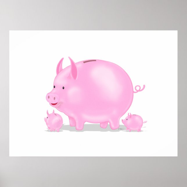 Schweinebank mit Ferkeln Poster (Vorne)