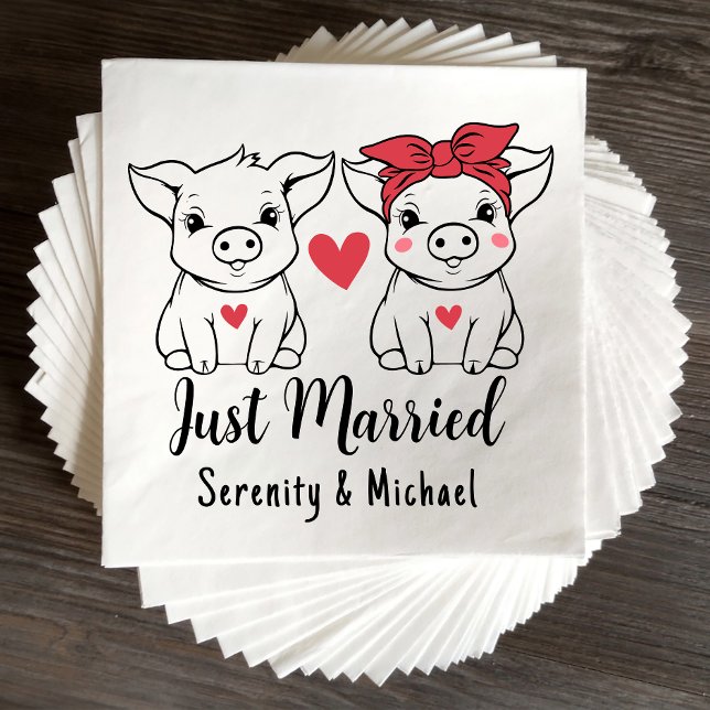 Schweinebrasse Bauernhof nur verheiratet Hochzeit Serviette (Von Creator hochgeladen)