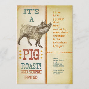 Schweinebraten-Party Vintage-Einladungen Einladung