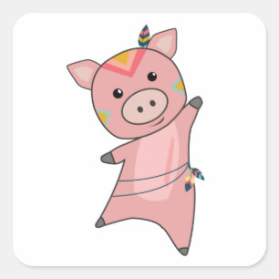 Schweinebratzfaschierung von Indianerschweinen Quadratischer Aufkleber