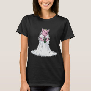 Schweinebraut Blumenstrauß Hochzeit T-Shirt