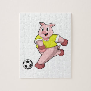 Schweinefleisch als Fußball-Spieler mit Fußball