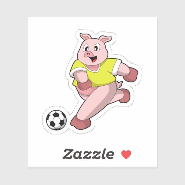 Schweinefleisch als Fußball-Spieler mit Fußball Aufkleber (Blatt)