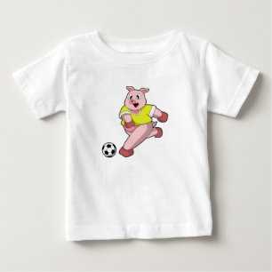 Schweinefleisch als Fußball-Spieler mit Fußball Baby T-shirt