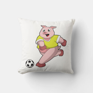 Schweinefleisch als Fußball-Spieler mit Fußball Kissen
