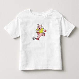 Schweinefleisch als Fußball-Spieler mit Fußball Kleinkind T-shirt