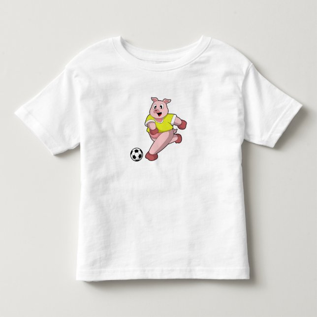 Schweinefleisch als Fußball-Spieler mit Fußball Kleinkind T-shirt (Vorderseite)