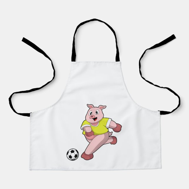 Schweinefleisch als Fußball-Spieler mit Fußball Schürze (Vorderseite)