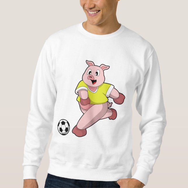 Schweinefleisch als Fußball-Spieler mit Fußball Sweatshirt (Vorderseite)