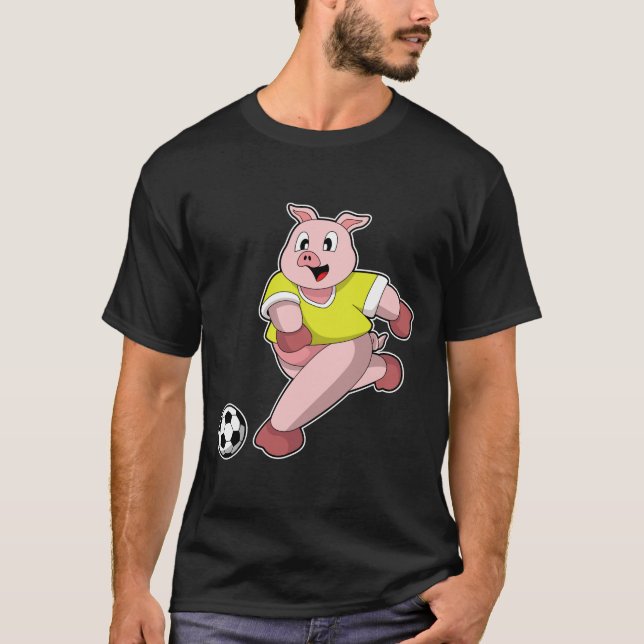 Schweinefleisch als Fußball-Spieler mit Fußball T-Shirt (Vorderseite)